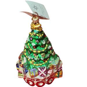 Christopher Radko 2000 Millenium Christmas Tree Trimmed 6” Glass Ornament